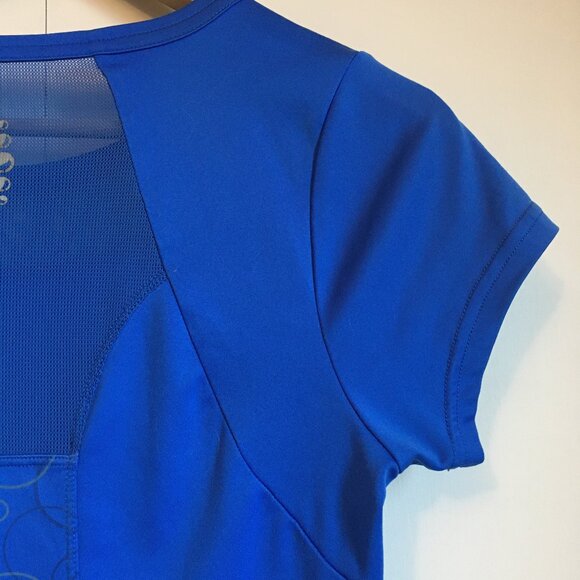 Avia Sleek Blue Bubble Print + Mesh Workout Tee - Picture 6 of 16
